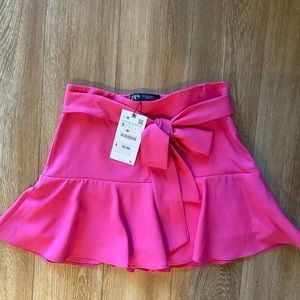 Zara Bow Trim Mini Skirt Bright Pink